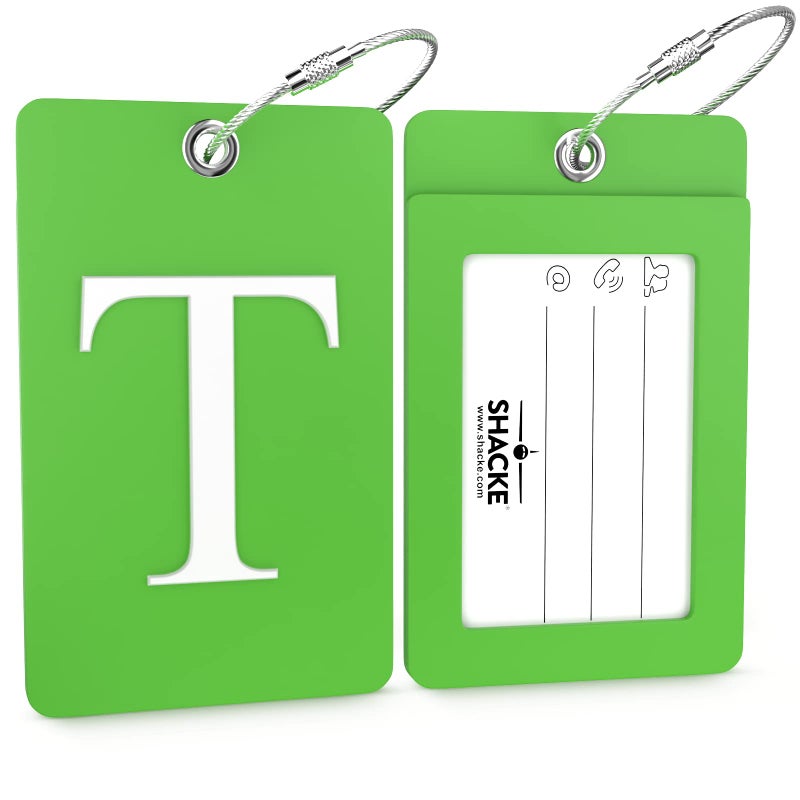Shacke Luggage Tag Initial â€“ Fully Bendable Tag w/Stainless Steel Loop (Letter T) - Image 2